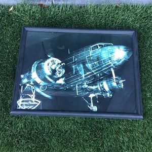 Vintage Framed Art Picture Space Spaceship Starship Galaxy Science Decor Cosmic